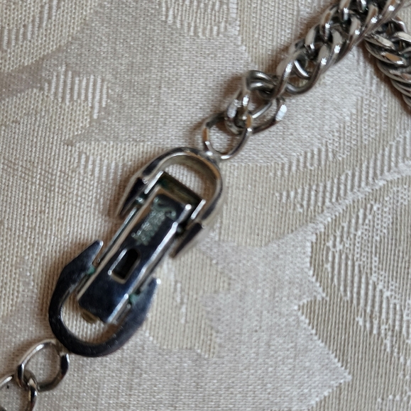 VINTAGE SPERRY PAT PEND Stainless Steel Crystal Pendant Necklace Bold 70s - Picture 9 of 11